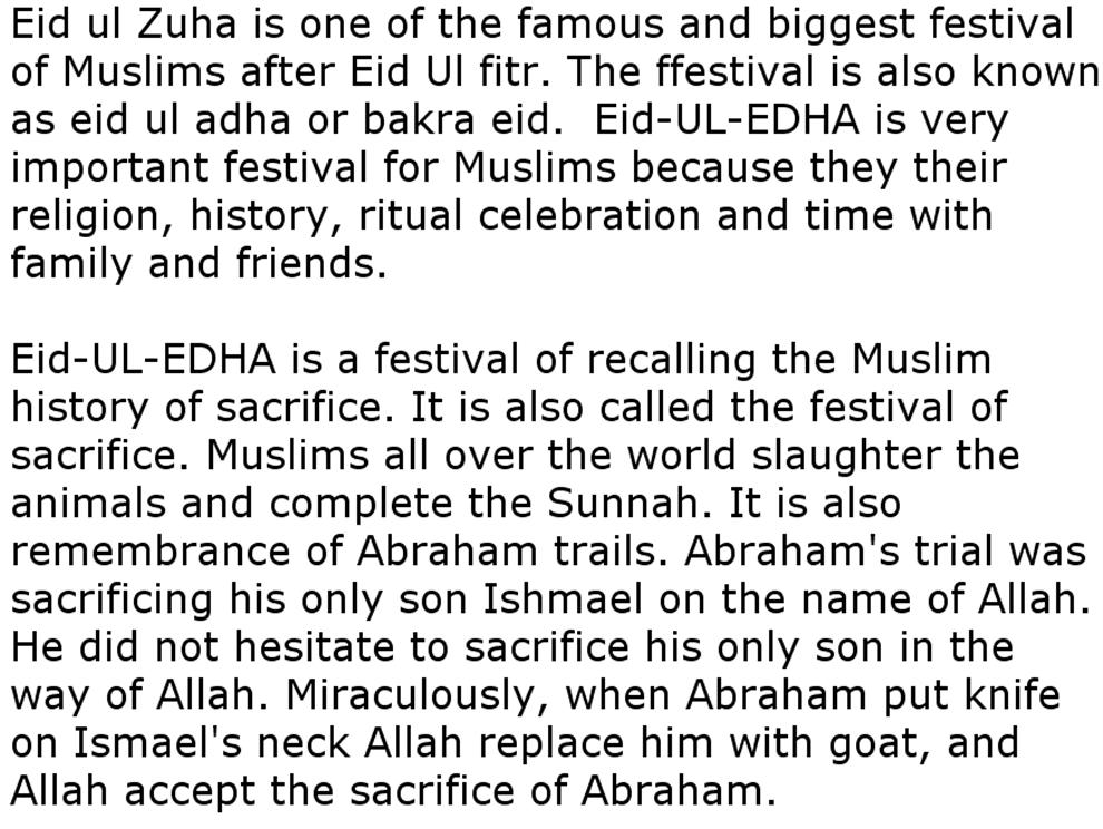 Short essay on Eid Festival